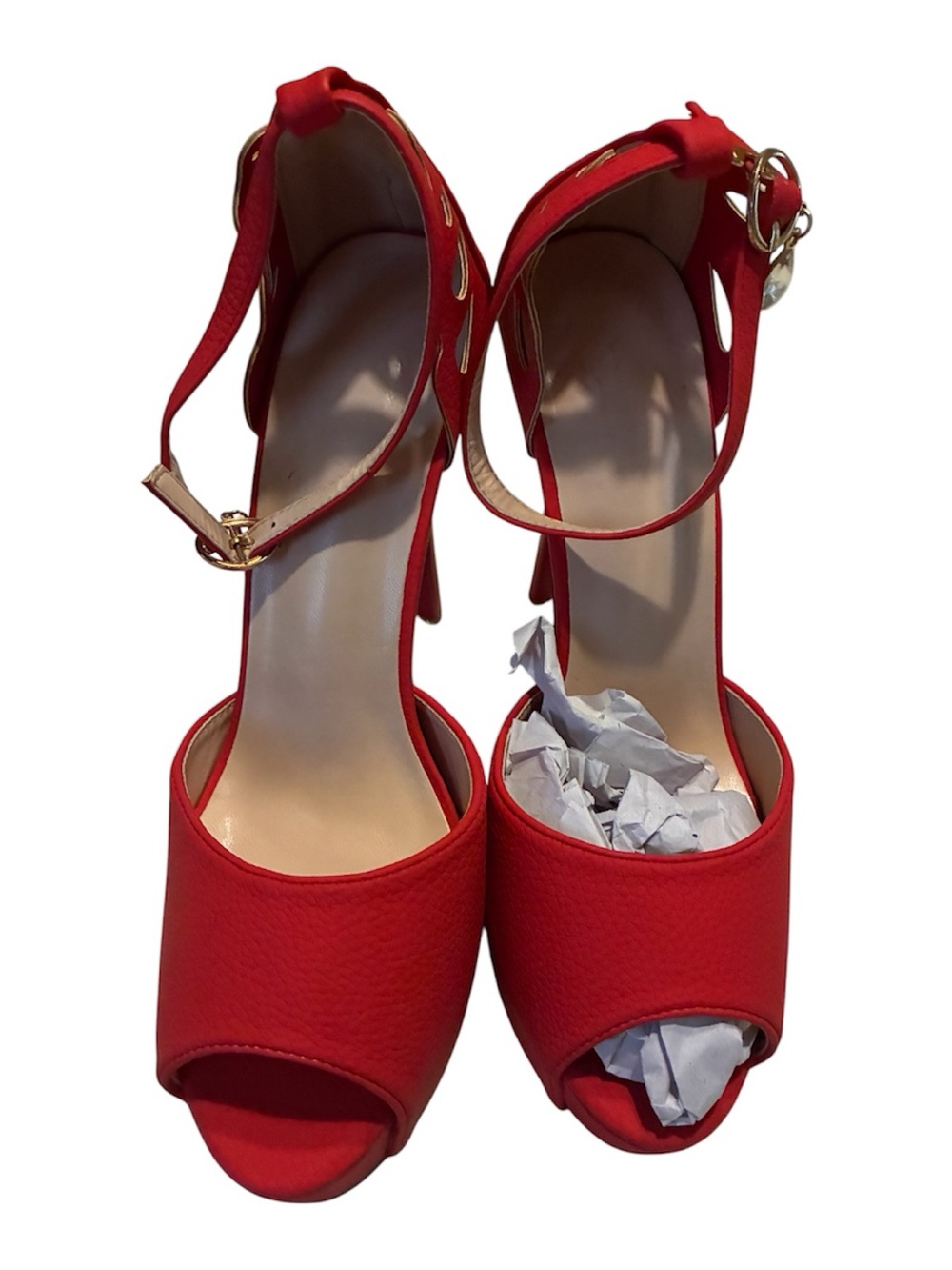 Women's Fashion High Heel Sandals Stiletto Heel Thick Sole Peep Toe size 38(7)